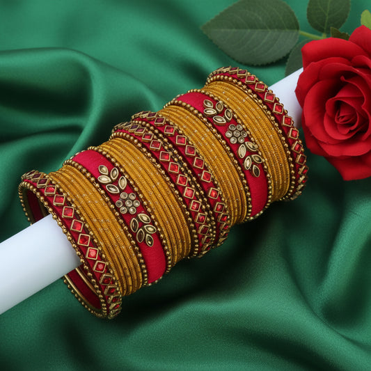 Leela  Red kundan bangle set
