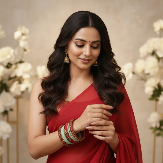 Mansi Red kundan bangle set