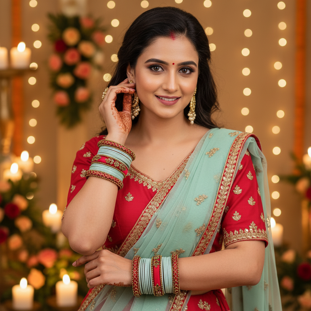 Mansi Red kundan bangle set