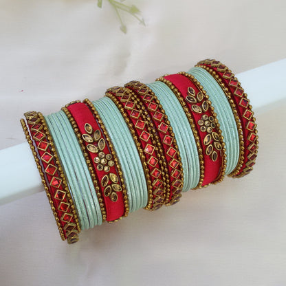 Mansi Red kundan bangle set