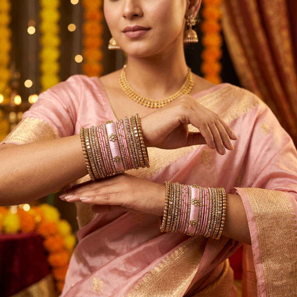 Pink Laila bridal bangle set