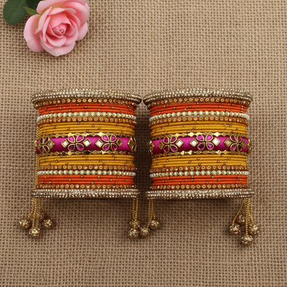 Yellow orange Rashmika bridal bangle set