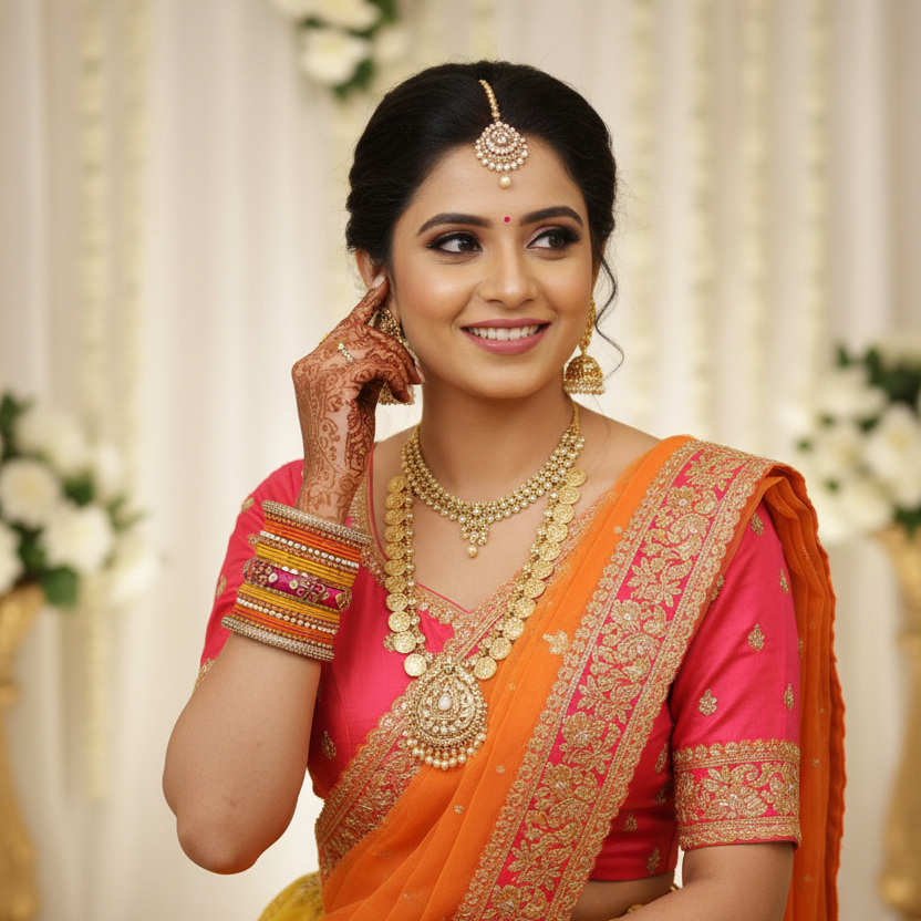 Yellow orange Rashmika bridal bangle set