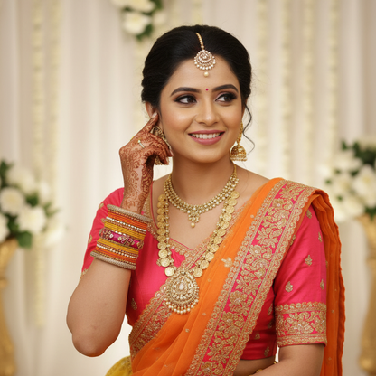 Yellow orange Rashmika bridal bangle set