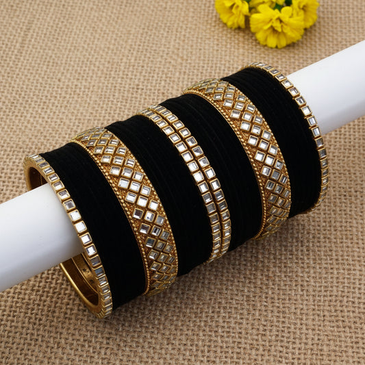 Black velvet bangle set