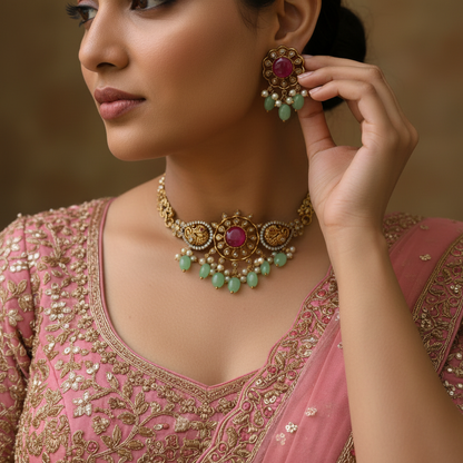 Pink Deepika choker set
