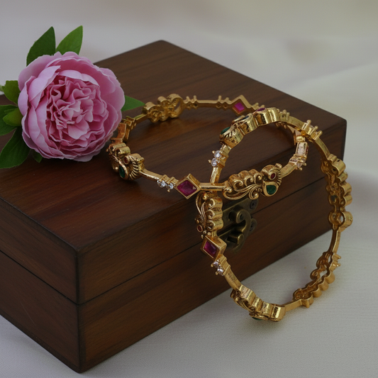 Peacock gold plated bangles