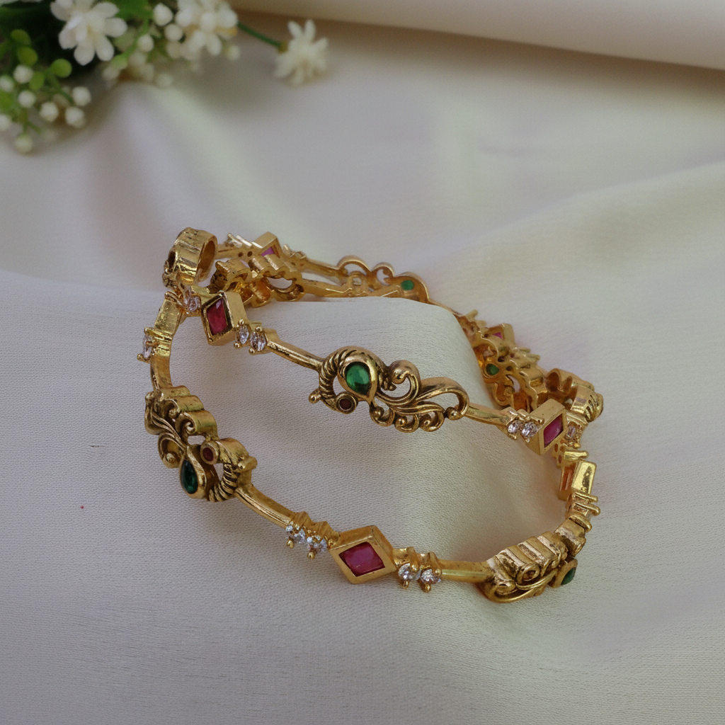 Peacock gold plated bangles