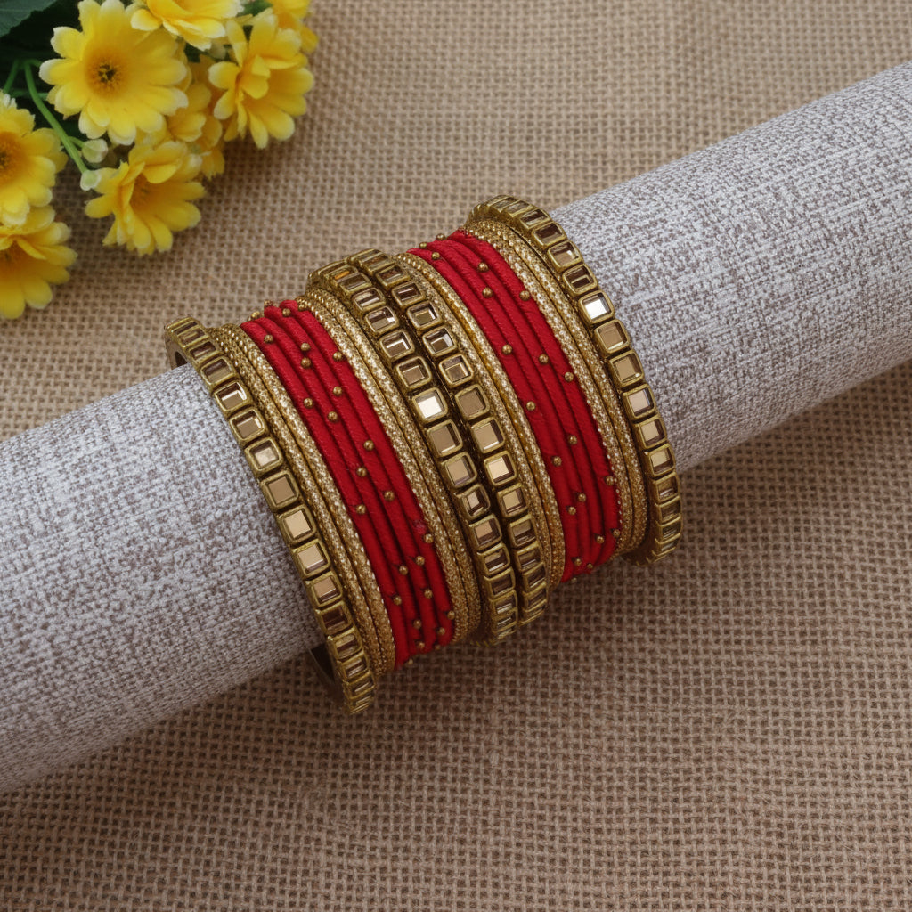 Red roopa bangle set