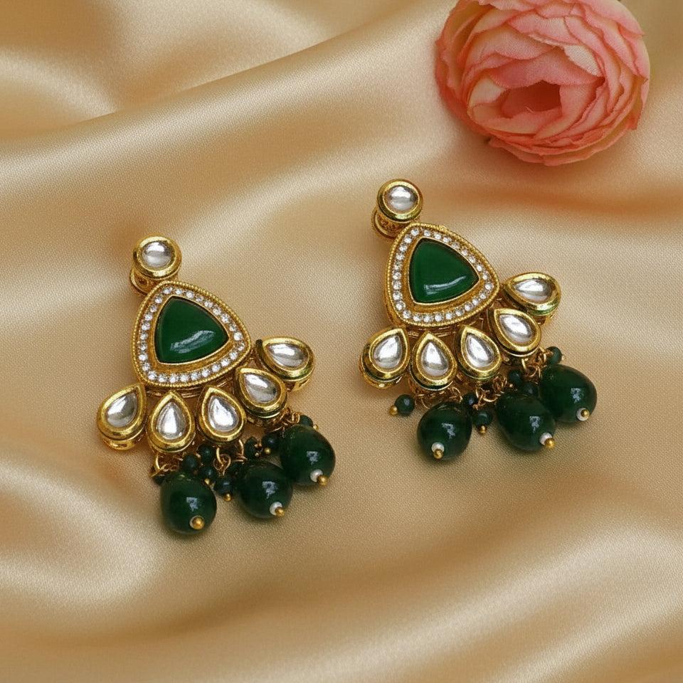 Green Kundan Earrings
