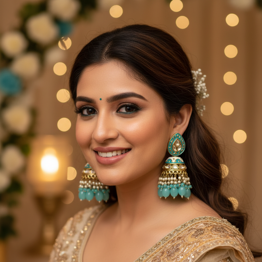 Turquoise Meenakari earrings