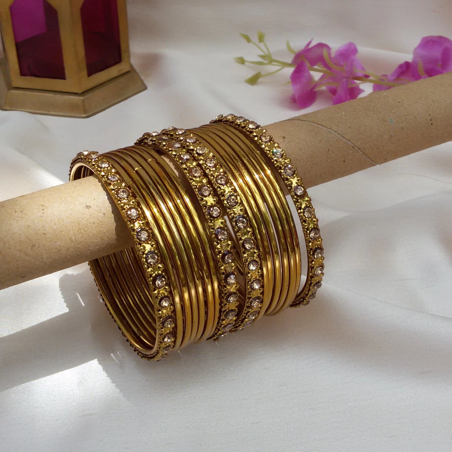 Gold metal bangles set