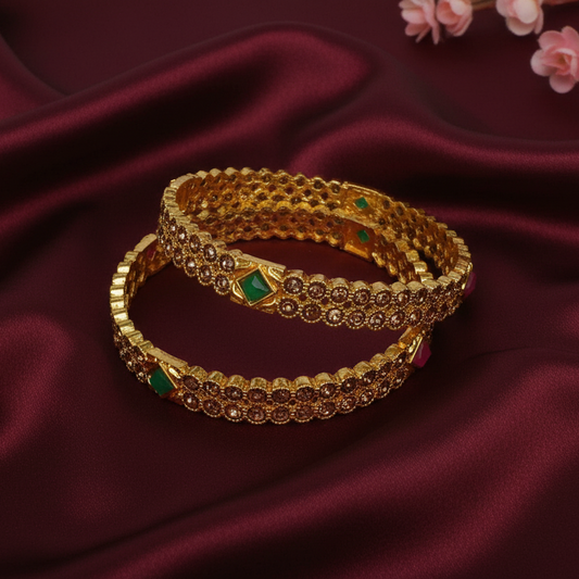 Gold plated stone studded bangles