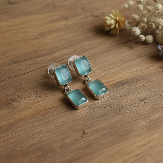 Sea green crystal earrings