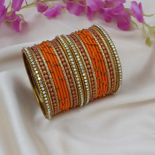 Orange ashika bangle set