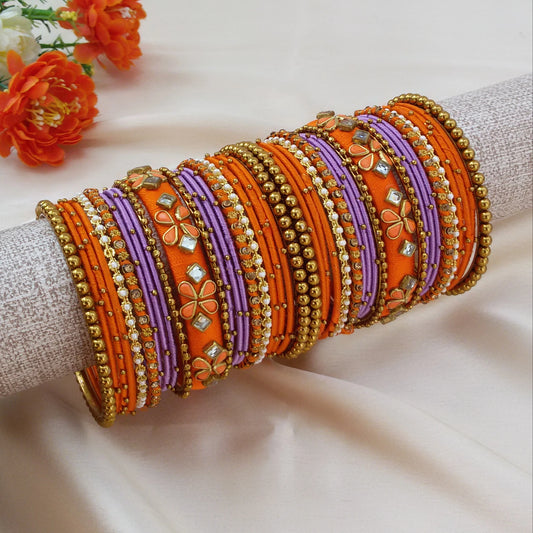 Orange Lavender bangle set