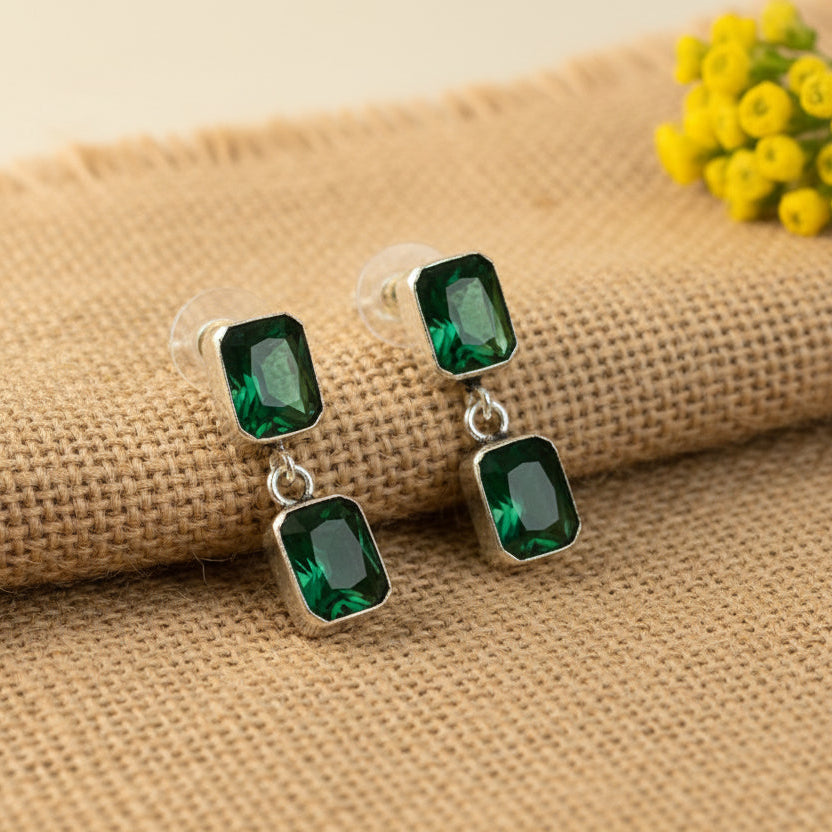 Green crystal earrings