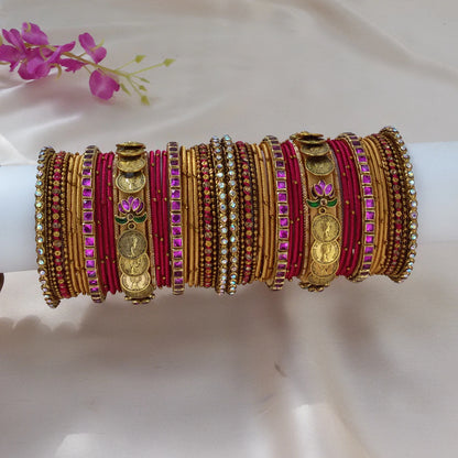 Pink Gold coin Bridal bangle set