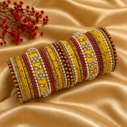 Yellow red Asha Bridal bangle set