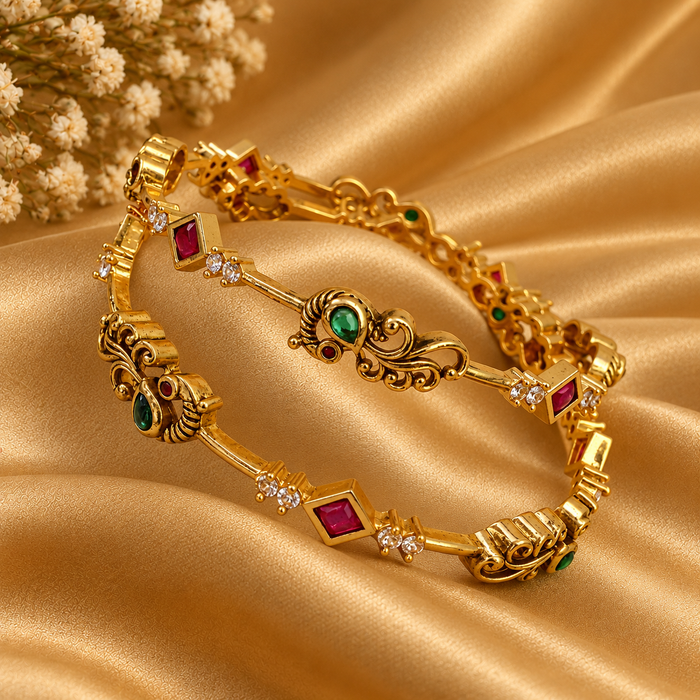 Peacock gold plated bangles