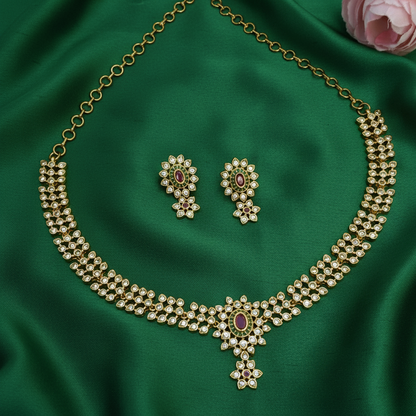 White stone Ruby Necklace set