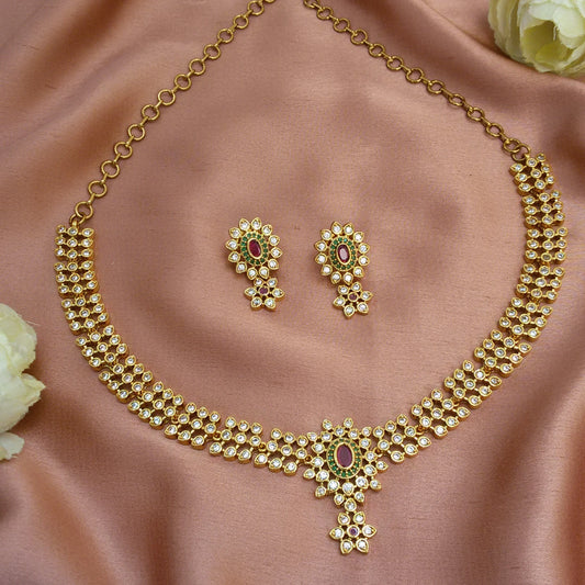 White stone Ruby Necklace set