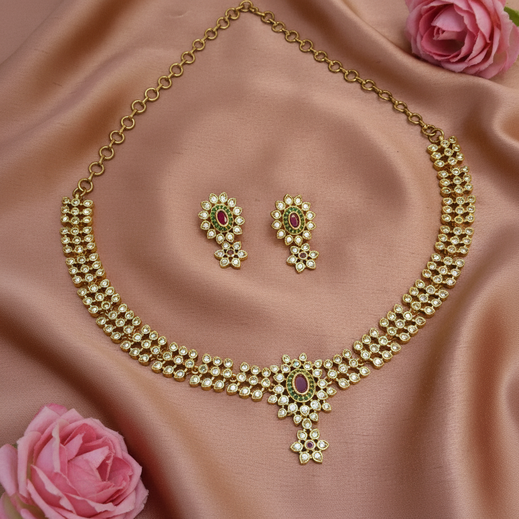 White stone Ruby Necklace set