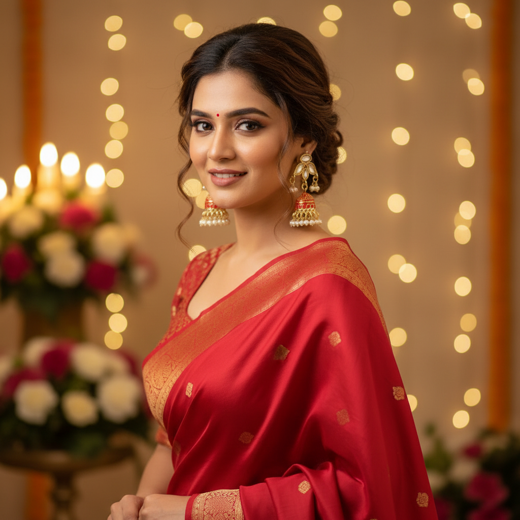 Red sabha meenakari Jhumkis