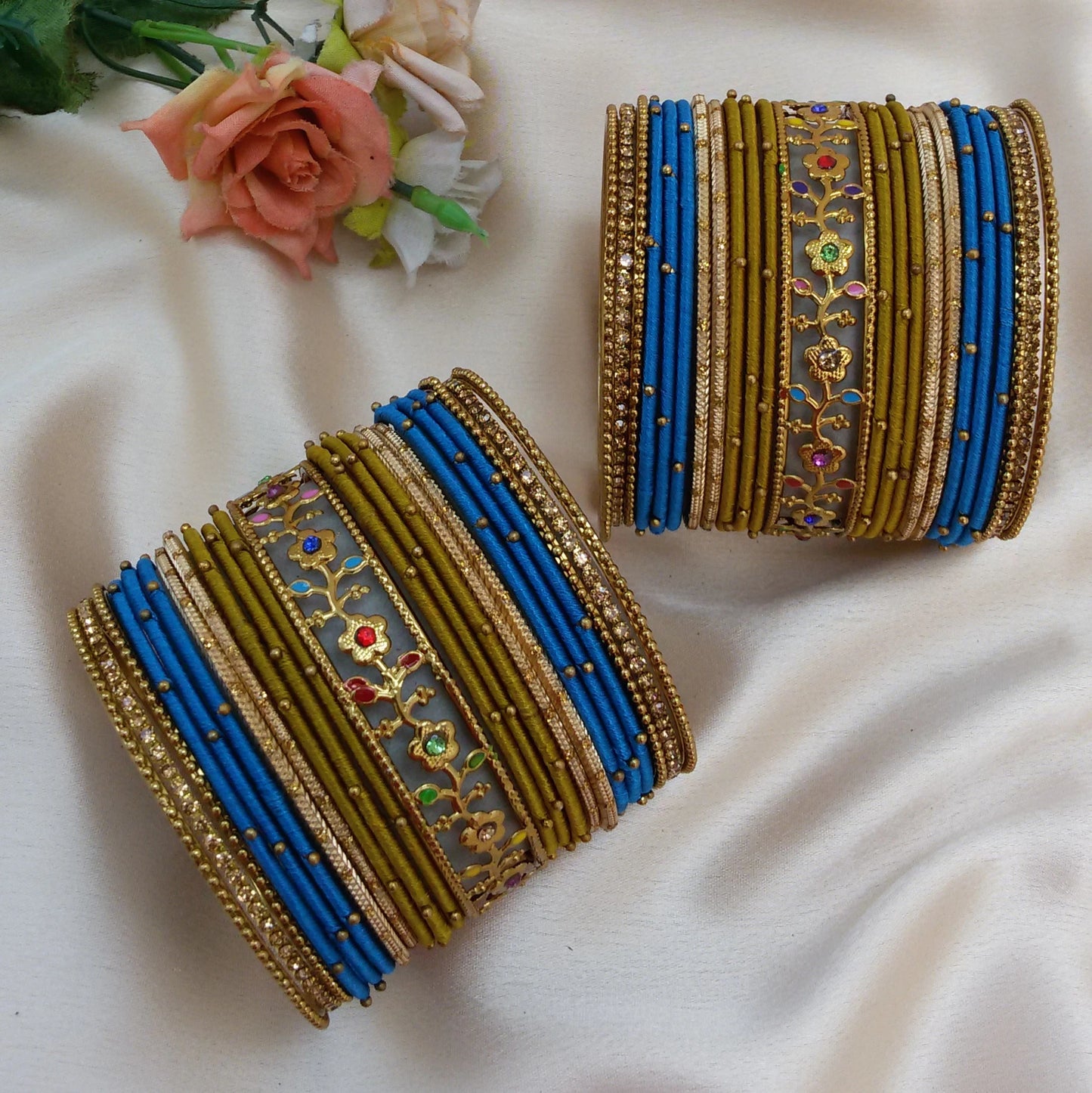 Blue Designer Handmade bangle set