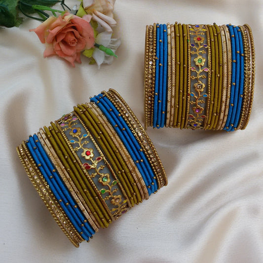 Blue Designer Handmade bangle set