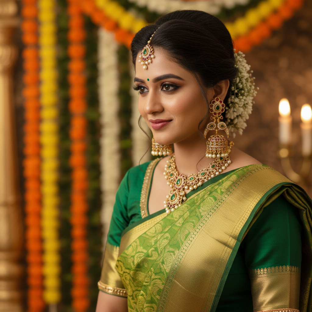 Ruby Emerald peacock Jhumkis