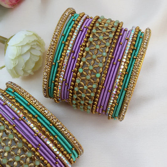 Lavender sea green handmade bangle set