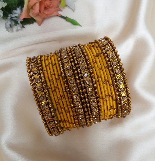 kids yellow handmade  silkthread bangle set (2.2)