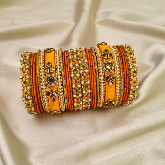 Orange rudhira bangle set
