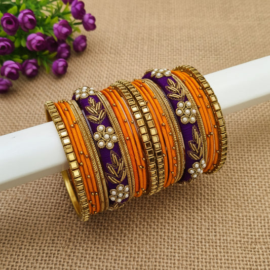 Purple orange bangle set