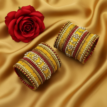 Yellow red Asha Bridal bangle set