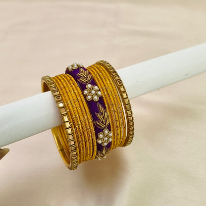 Purple yellow bangle set