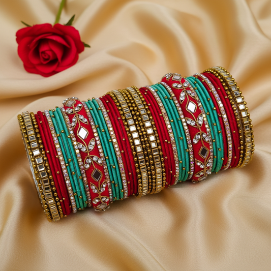 Red Sita bridal bangle set