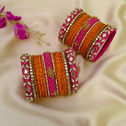Orange pink Rachana bridal bangle set