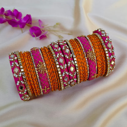 Orange pink Rachana bridal bangle set