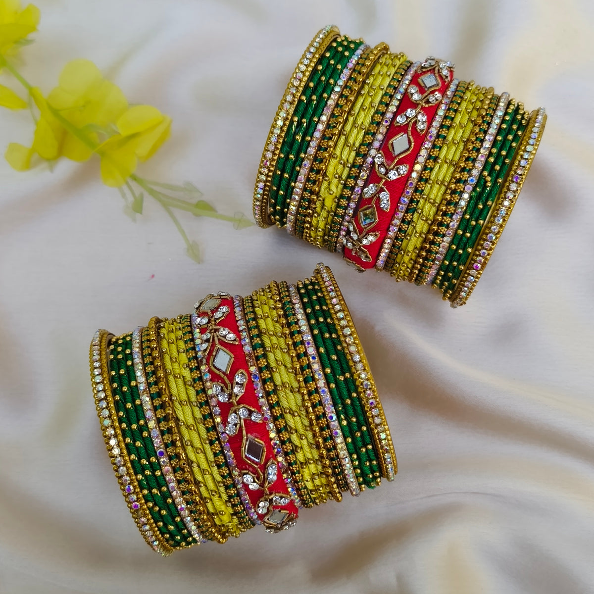 Yellow red srishti bridal bangle set