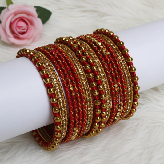 Red handcrafted bangle set