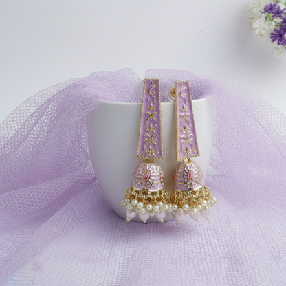 Light pink Meenakari Jhumkis
