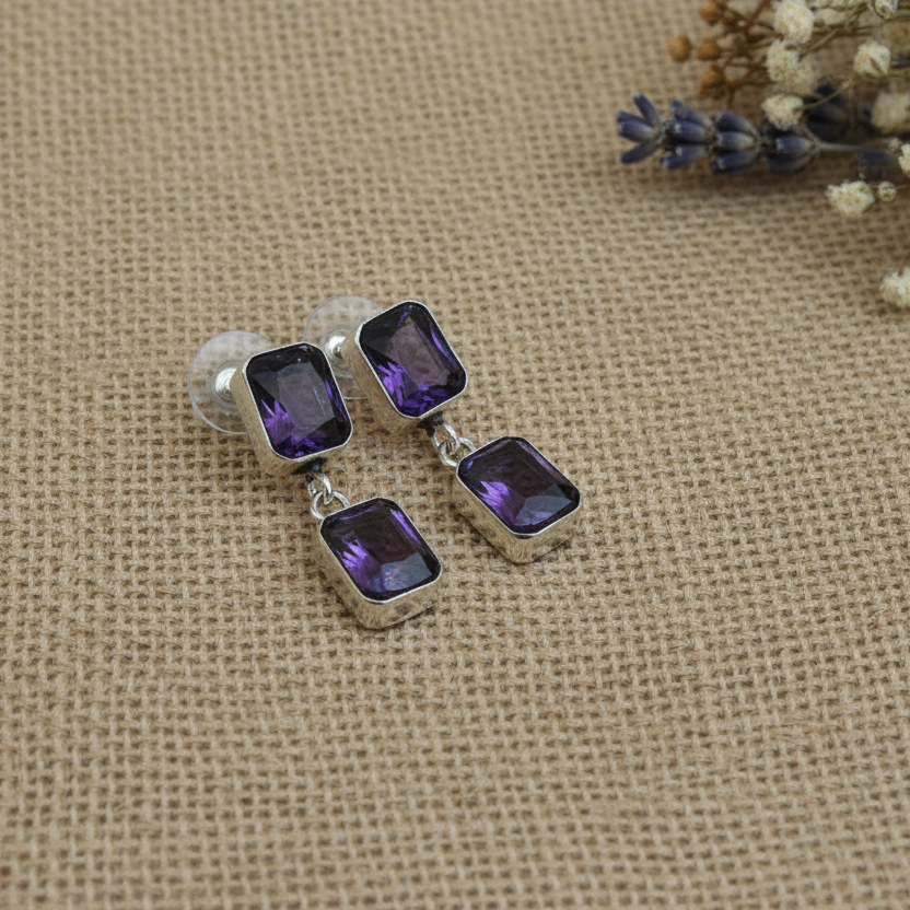 Purple crystal earrings