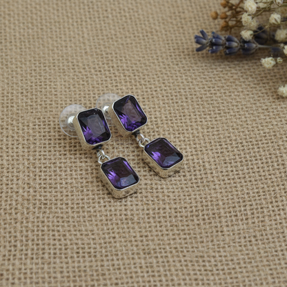 Purple crystal earrings