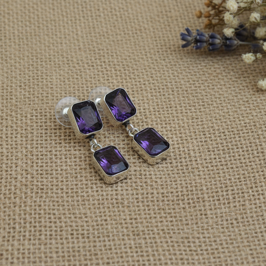 Purple crystal earrings