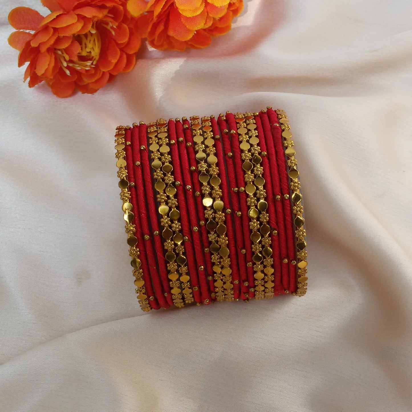 Red sharada bangle set