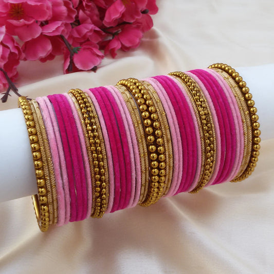 Pink velvet bangles set (2.6)