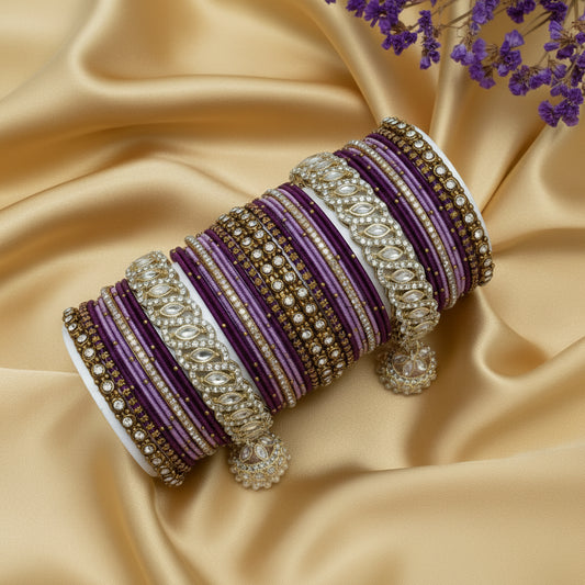 Purple stone Jhumka Bangle set