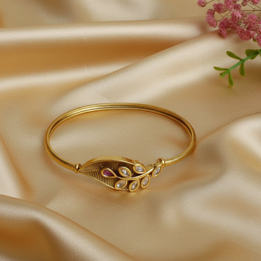 Adjustable leaf bangle bracelet